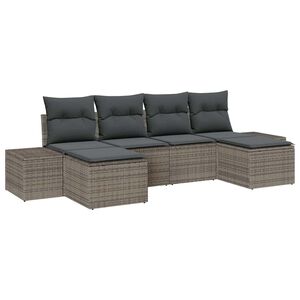 vidaXL Tuin Sofa Set met kussen 6 pcs Grijs poly rattan