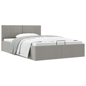 vidaXL Bedframe met hydraulische opslag stof lichtgrijs 140x200 cm