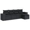 vidaXL 5-delige Loungeset met kussens poly rattan zwart