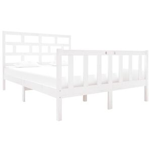 vidaXL Bedframe massief grenenhout wit 135x190 cm 4FT6 Double