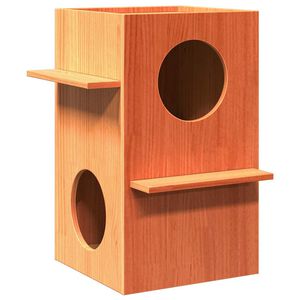 vidaXL Kattenhuis 43x43x60 cm massief grenenhout wasbruin