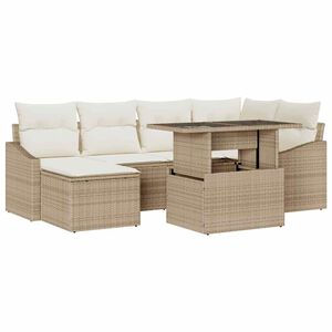 vidaXL Tuin Sofa Set 7 st Beige en Cr&egrave;me