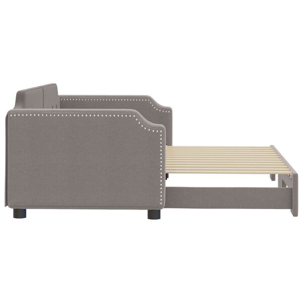 vidaXL Slaapbank met onderschuifbed 90x200 cm stof taupe