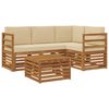 vidaXL Buiten bankenset 5 st Natuurlijk en Beige Polyester