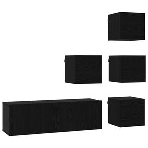 vidaXL Tv-meubelset 5 pcs 100 x 30 x 30 cm Zwart eiken Bewerkt hout
