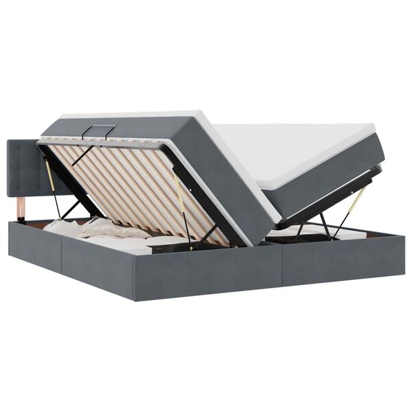 vidaXL Opslag bed met matras met hoofdeinde Donkergrijs 100 x 200 cm