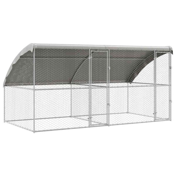 vidaXL Hondenhok met opslag 2 pcs Zilver 4 x 2 x 2 m Staal