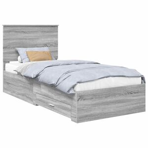 vidaXL Bedframe met hoofdeinde Grijs Sonoma 90 x 200 cm Bewerkt hout