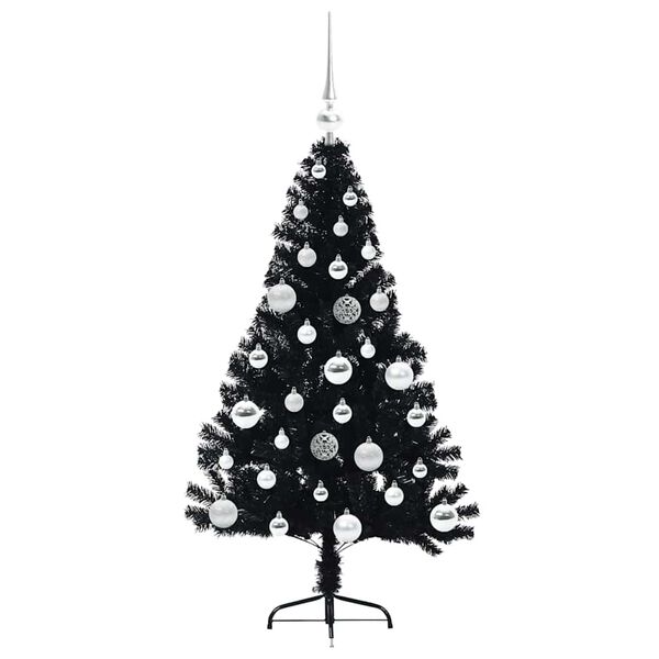 vidaXL Kunstmatig Voorverlicht Kerstboom met 150 LED Zwart 120 cm PVC