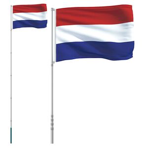 vidaXL Vlag met vlaggenmast Nederland 5,5 m aluminium