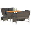 vidaXL 5-delige Loungeset met kussens poly rattan grijs