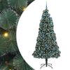 vidaXL Kunstmatige voorverlichte kerstboom met ballenset Groen 210 cm