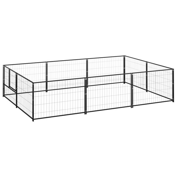 vidaXL Hondenkennel 6 m&sup2; staal zwart