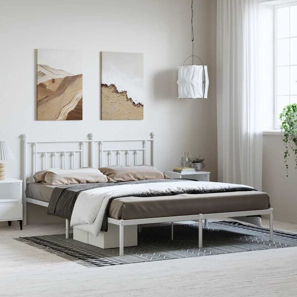vidaXL Bedframe met hoofdbord metaal wit 183x213 cm