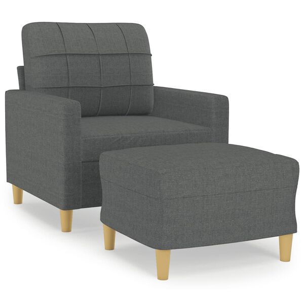vidaXL Fauteuil met voetenbank 60 cm stof donkergrijs