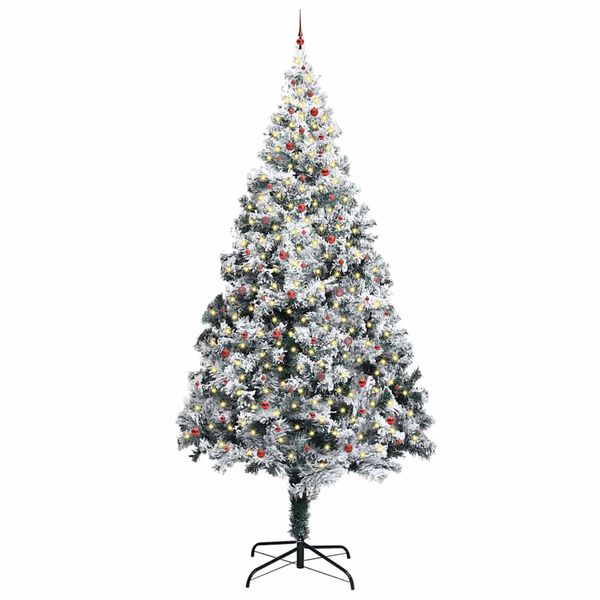vidaXL Kunstmatig Verlichte Kerstboom met Ballenset Groen 400 cm PVC