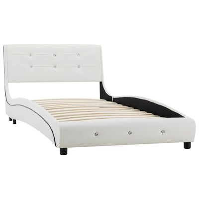 vidaXL Bed met matras kunstleer wit 90x200 cm