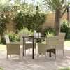 vidaXL Tuin eettafelset met kussen 5 pcs Beige poly rattan