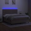 vidaXL Boxspring met matras en LED stof taupe 160x200 cm