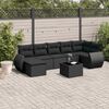 vidaXL 8-delige Loungeset met kussens poly rattan zwart
