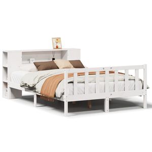 vidaXL Bed met boekenkast zonder matras grenenhout wit 120x190 cm