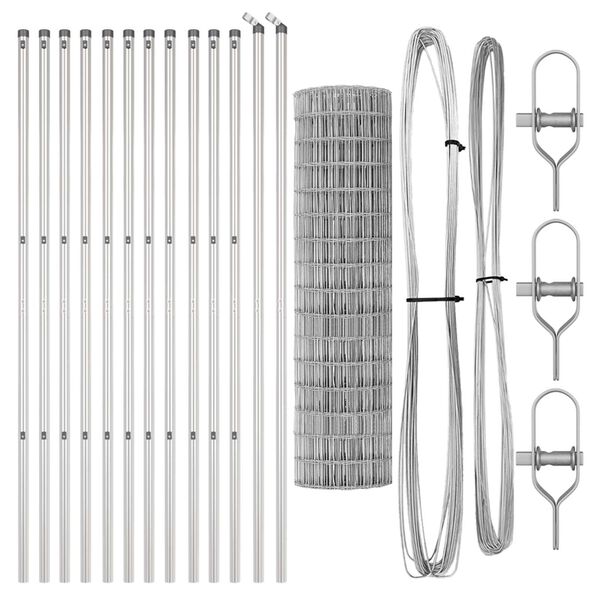 vidaXL Hek met Paal Zilver 1,2 x 25 m Staal en PVC