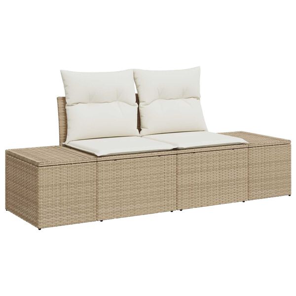 vidaXL Tuin Sofa Set met kussen met opslag 7 pcs Beige poly rattan