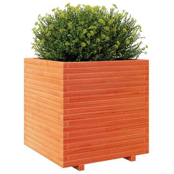 vidaXL Plantenbak 70x70x72,5 cm massief grenenhout wasbruin