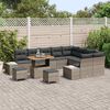 vidaXL Tuinbankenset met kussen met opslag 12 pcs Grijs Poly riet