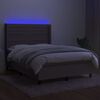 vidaXL Boxspring met matras en LED stof taupe 140x200 cm