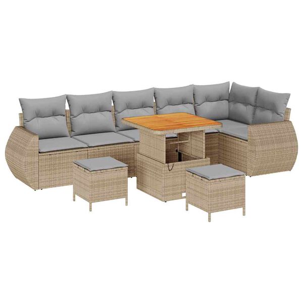 vidaXL Tuin Sofa Set met kussen met opslag 9 pcs beige en lichtgrijs
