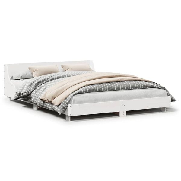 vidaXL Bedframe zonder matras massief grenenhout wit 160x200 cm