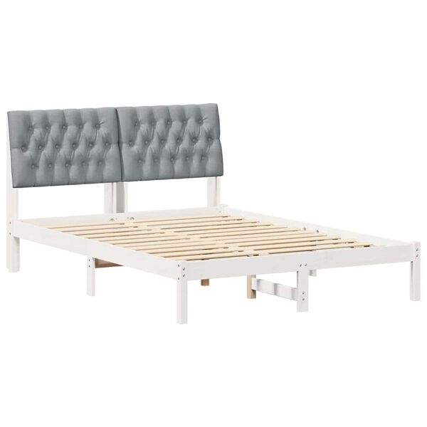 vidaXL Bedframe met Gevoerd Hoofdgedeelte Wit 160 x 200 cm