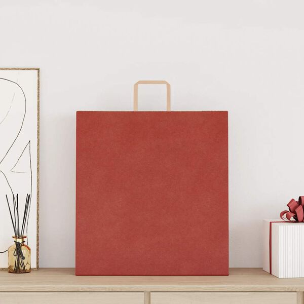 vidaXL Papieren zakken 250 st met hengsels 45x17x48 cm rood