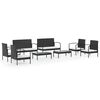 vidaXL 8-delige Loungeset met kussens poly rattan zwart