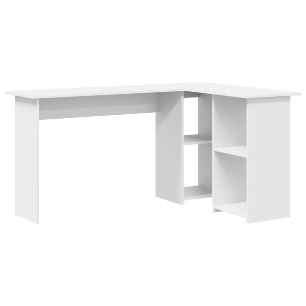 vidaXL Bureau met plank met opslag Wit 142 x 102 x 73 cm Bewerkt hout