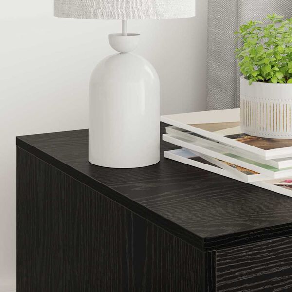 vidaXL Kattenbak Omheining Zwart Eiken 47 x 59 x 42 cm Bewerkt hout