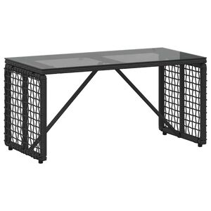 vidaXL Buiten Tafel Zwart 80 x 40 x 40 cm PE Rattan en Glas