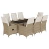 vidaXL 9-delige Bistroset met kussens poly rattan beige