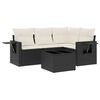 vidaXL 5-delige Loungeset met kussens poly rattan zwart