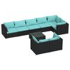 vidaXL 9-delige Loungeset met kussens poly rattan zwart