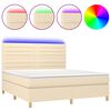 vidaXL Boxspring met matras en LED stof cr&egrave;mekleurig 160x200 cm