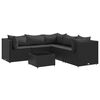 vidaXL 6-delige Loungeset met kussens poly rattan zwart