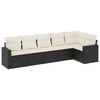 vidaXL 6-delige Loungeset met kussens poly rattan zwart