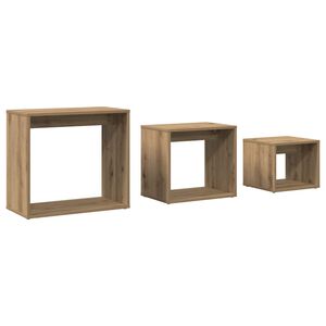 vidaXL 3-delige Tafeltjesset bewerkt hout artisanaal eikenkleur
