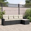vidaXL 5-delige Loungeset met kussens poly rattan zwart
