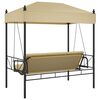 vidaXL Schommelbank met luifel staal&nbsp;zandkleurig