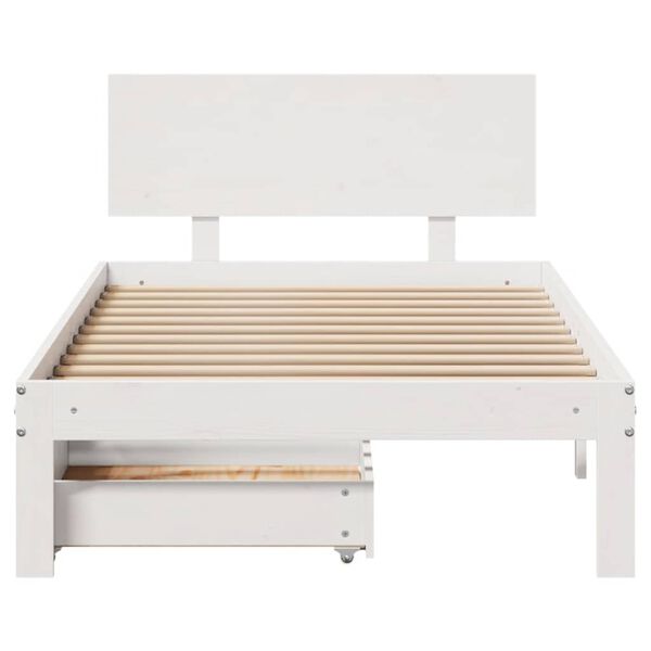 vidaXL Bedframe met lades massief grenenhout wit 75x190 cm