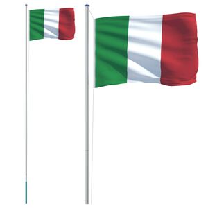 vidaXL Vlag met vlaggenmast Itali&euml; 6,08 m aluminium