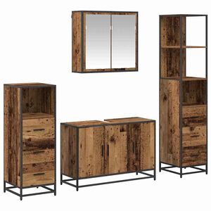 vidaXL Badkamermeubelset met lade 4 pcs Oud Hout Bewerkt hout